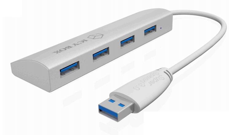 Icy Box 4x Port USB 3.0 Hub, Silver USB centrmezgli