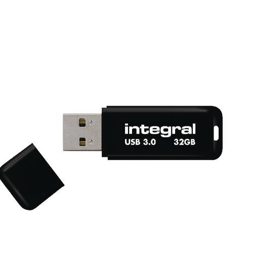 Integral USB 32GB Black, USB 3.0 with removable cap USB Flash atmiņa