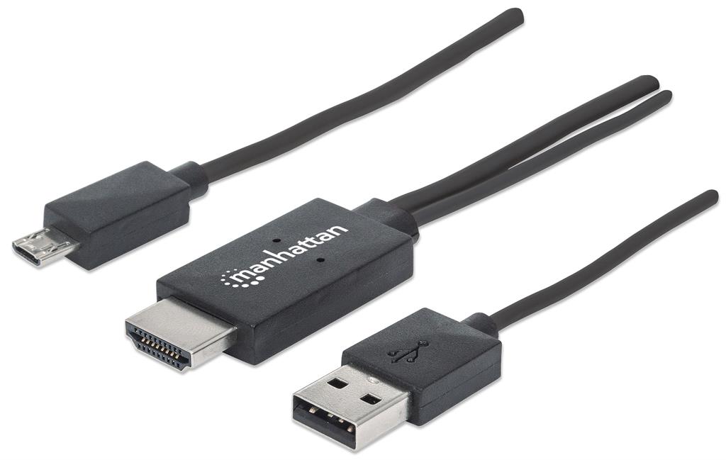 Manhattan MHL Cable / Adapter Micro-USB 11-pin to HDMI connects smartphone to TV aksesuārs mobilajiem telefoniem