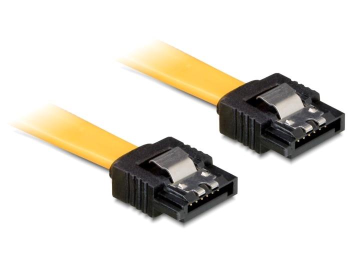Delock Cable SATA 6 Gb/s 30 cm straight/straight metal yellow kabelis datoram