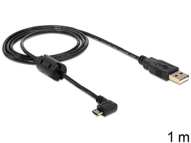 DeLOCK 83250 Kabel USB-A auf USB micro-B gewinkelt USB 2.0 Typ-A Stecker auf USB 2.0 Typ Micro-B St. 1m black USB kabelis