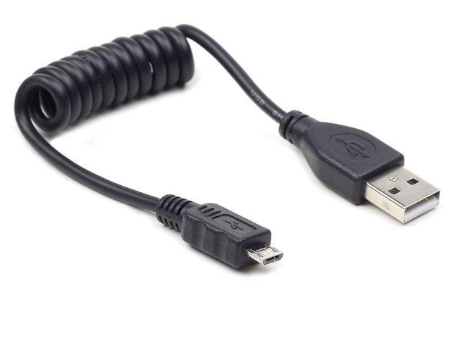 Gembird micro USB cable 2.0 coiled cable black 0.6m USB kabelis