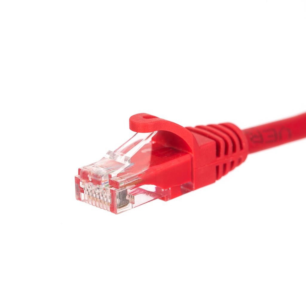 Netrack patch cable RJ45, snagless boot, Cat 6 UTP, 0.25m red kabelis, vads