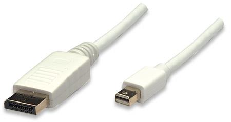 Manhattan Monitor Cable Mini DisplayPort to DisplayPort, M/M, White, 2m kabelis video, audio