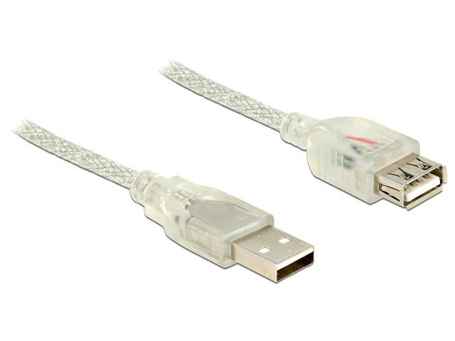 Delock Extension cable USB 2.0 Type-A male > USB 2.0 Type-A female 1m transparen USB kabelis