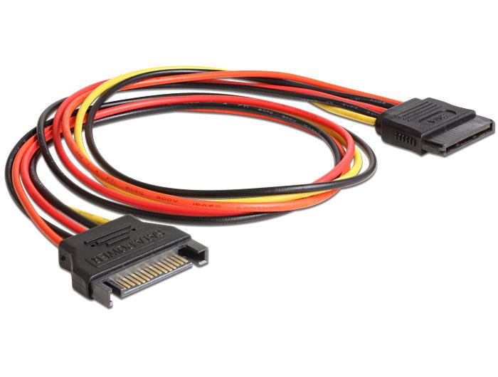 Delock Extension Cable Power SATA 15 Pin male > SATA 15 Pin female 50 cm kabelis datoram