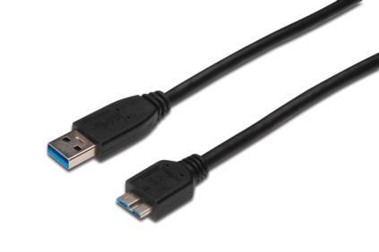 ASSMANN USB 3.0 SuperSpeed Connection Cable USB A M(plug)/microUSB B M(plug) 1m USB kabelis