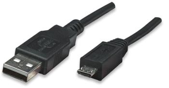 Manhattan Hi-Speed USB 2.0 Device Cable A-Micro B M/M 1,8m Black USB kabelis