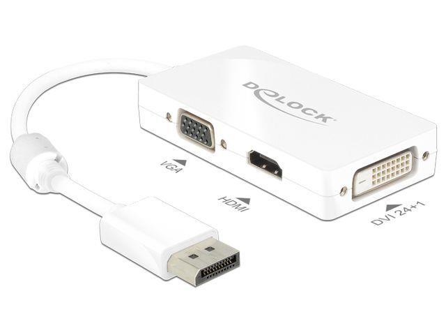 Delock Adapter Displayport 1.1 male > VGA / HDMI / DVI female Passive white karte