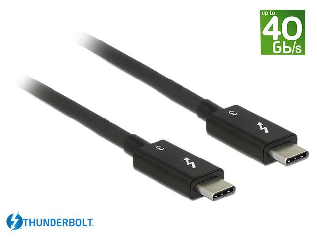 Delock Thunderbolt 3 (40 Gb/s) USB-C cable male > male passive 0.5m 5A black USB kabelis