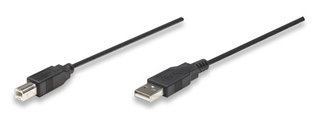 Manhattan Hi-Speed USB Device Cable 2.0 A-B M/M 1,8m Black USB kabelis