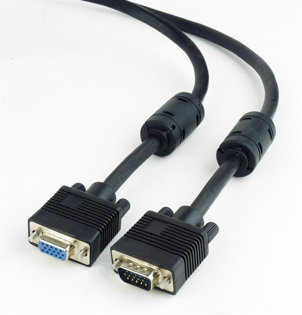 Gembird Premium VGA-Ext. HD15m/HD15f dual-shielded w/ 2*ferrite, 3m, black kabelis video, audio