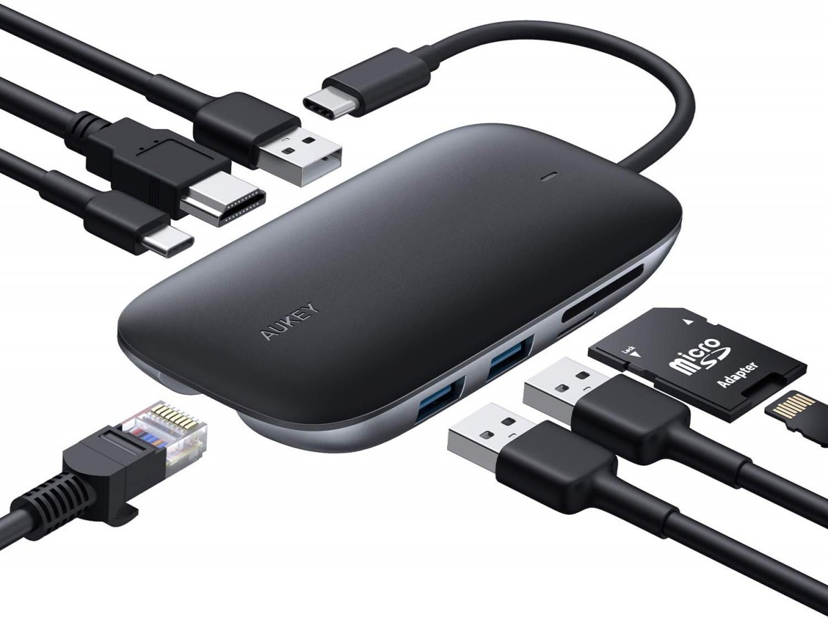 CB-C71 aluminium HUB USB-C | 8in1 | RJ45 Ethernet 10/100/1000Mbps | 3xUSB 3.1 | HDMI 4k@30Hz | SD & microSD | USB-C Power Delivery 100W USB centrmezgli