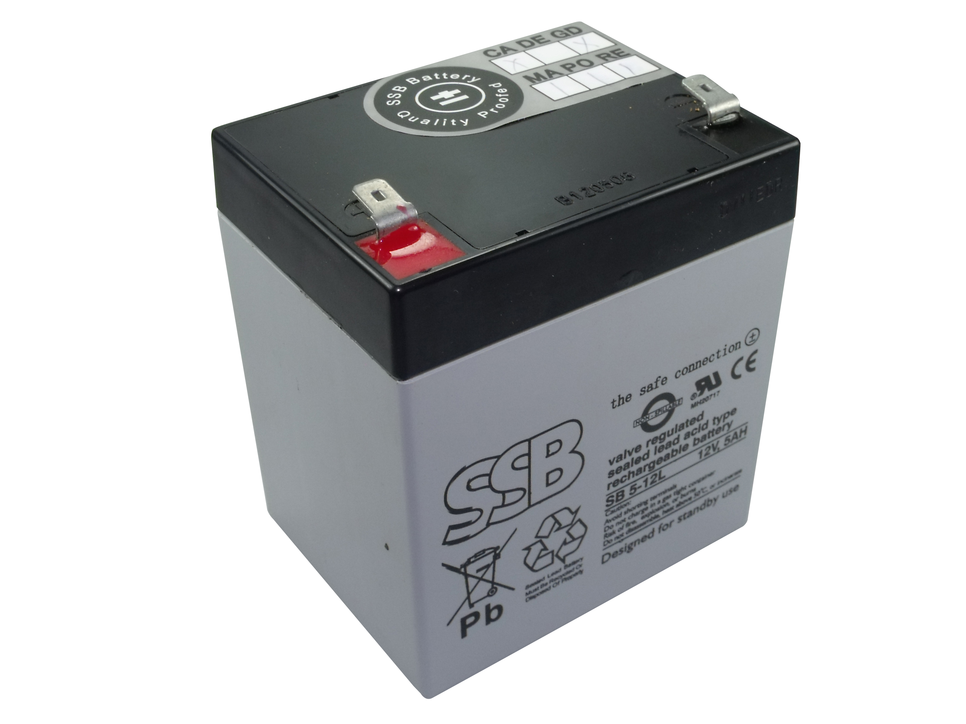 SSB rechargeable battery 12V/5Ah - faston 6,3 mm UPS aksesuāri