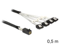 Delock Cable Mini SAS HD SFF-8643 > 4 x SATA 7 Pin 0.5m kabelis datoram