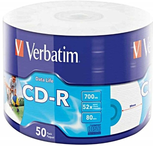 Verbatim Data Life - 50x CD-R - 700MB (80min) 52x - Printable Surface - Spindle matricas