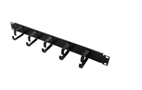 LOGILINK-19'' Cable Management Bar 1U with 5 fixed metal brackets, black kabelis, vads