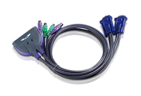 ATEN CS62S 2-Port PS/2 KVM Switch All-in-one design, 0.9m cables KVM komutators