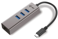 i-tec USB C Metal 3 port HUB Gigabit Ethernet 1x USB C to RJ-45 3x USB 3.0 LED USB centrmezgli
