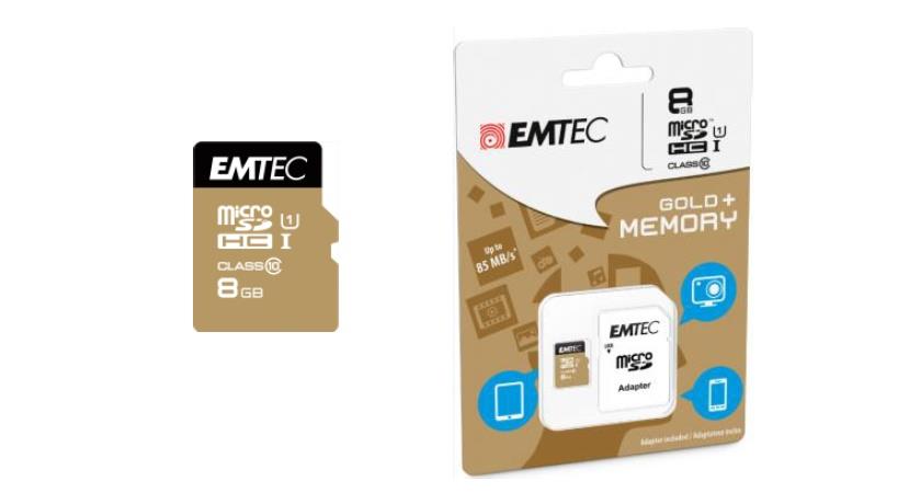Emtec memory card microSDHC 8GB Class 10 Gold+ (85MB/s, 16MB/s) atmiņas karte