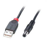 Lindy 4-pin USB Type A (Power Only) (M) - DC Socket 5.5mm (ID: 2.5mm) (M) - 1.5m - Black (70267) USB kabelis