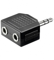 OEM Audio Adapter 3.5 mm stereo plug -  2x 3,5 mm standard coupler black, adapter