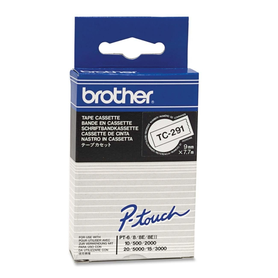 Tape Brother 9mm BLACK ON WHITE TAPE biroja tehnikas aksesuāri