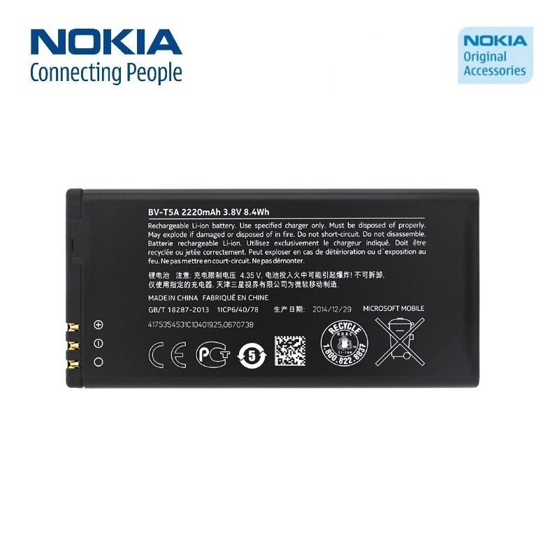 Nokia BV-T5A oriģināls Akumulators Microsoft Lumia 730 735 Dual / LTE Li-Ion 2220mAh (OEM) akumulators, baterija mobilajam telefonam