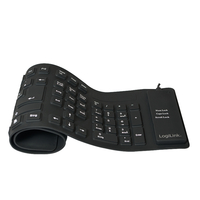 Keyboard LogiLink USB / PS/2 Flexibel Wasserfest black klaviatūra