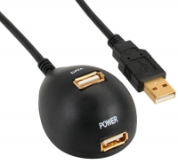 Kabel USB InLine USB A/2x USB A, 2m, Black (34652) USB kabelis