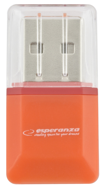 ESPERANZA MicroSD Card Reader EA134O | Orange| USB 2.0 | (MicroSD Pen Drive) karšu lasītājs
