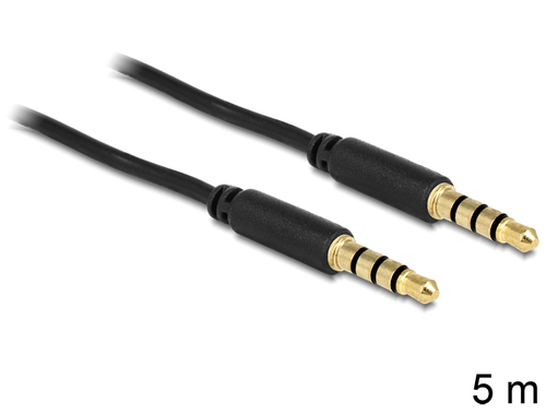 Kabel Delock 3.5mm meski/meski 4-pin Black 5.0m (83438) adapteris