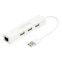 LOGILINK - USB 2.0 to Fast Ethernet Adapter with 3-Port USB Hub USB centrmezgli