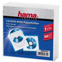 Hama 1x100 CD/DVD Paper Sleeves  white 62672 4007249626721