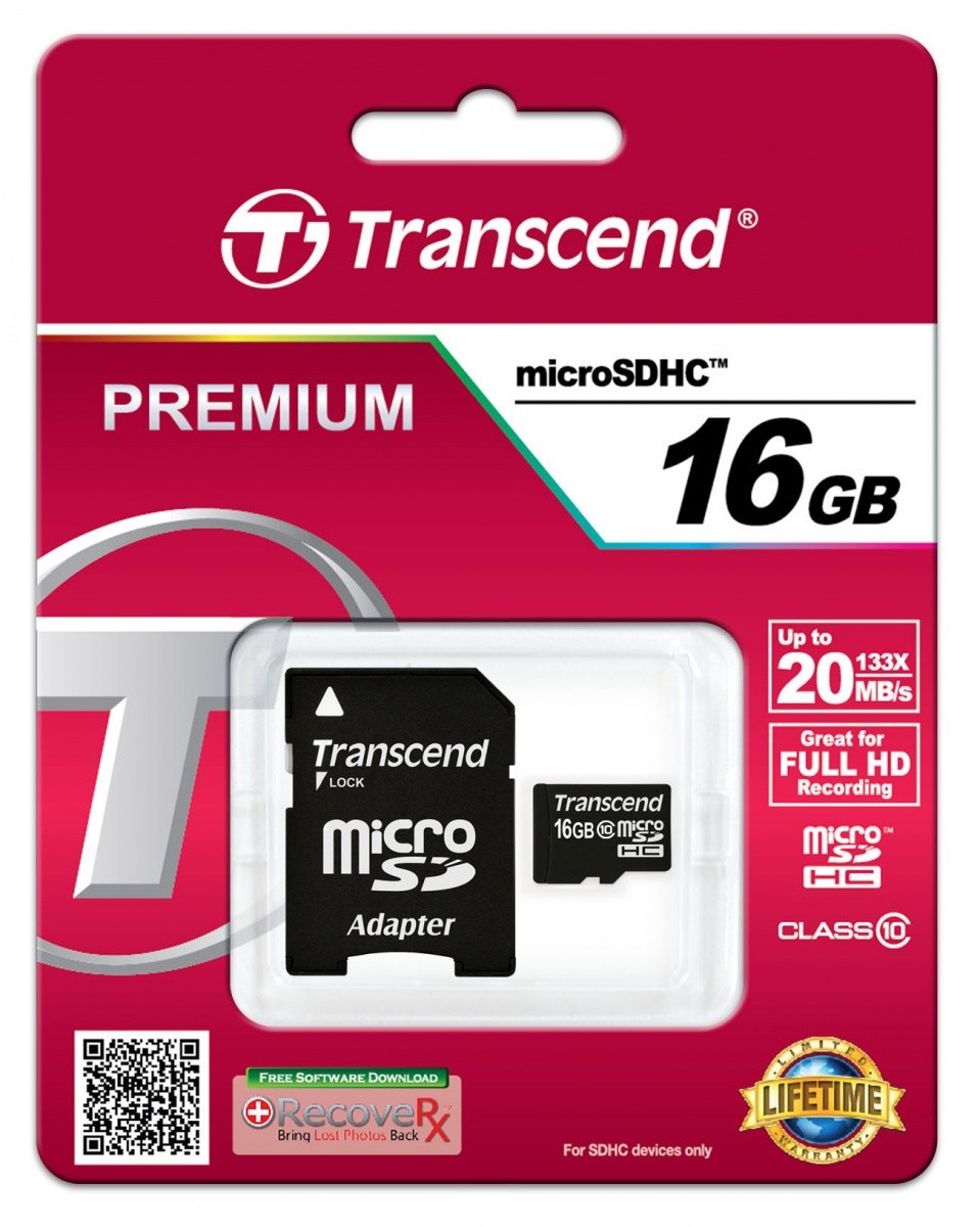 Transcend memory card Micro SDHC 16GB Class 10 + Adapter atmiņas karte