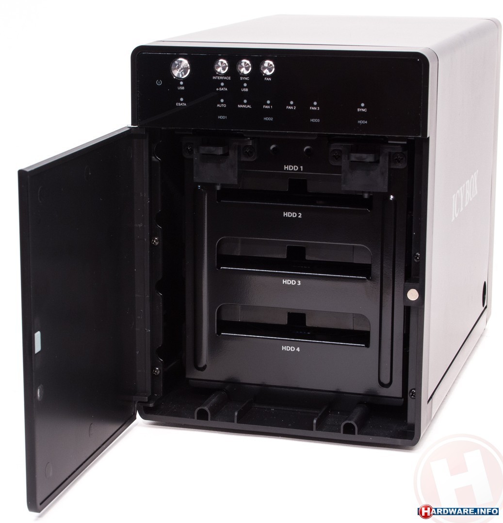 Icy Box External 4x3,5'' HDD case SATA to USB 3.0, eSATA, JBOD, Black (Repack) cietā diska korpuss