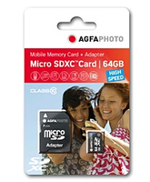 AgfaPhoto Mobile High Speed 64GB MicroSDXC Class 10 + Adapter atmiņas karte