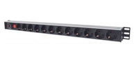 Intellinet Vertical power strip rack 250V/16A 12x Schuko 1,6m On/Off switch UPS aksesuāri