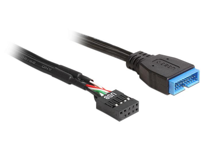 Delock Cable USB 3.0 pin header female > USB 3.0 pin header male, 0.3m kabelis datoram