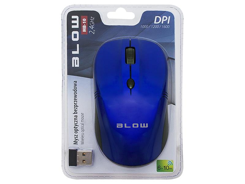 BLOW Optical Wireless Mouse MP-10 USB blue Datora pele