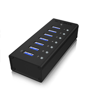 IcyBox 7 x Port USB 3.0 Hub with USB charge port, Black USB centrmezgli