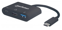 Manhattan USB-C 3.1 multiport adapter -> HDMI/USB-A/USB-C black USB centrmezgli
