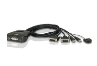 ATEN CS22D 2-Port USB DVI KVM Switch, Remote port selector, 0.9m cables KVM komutators