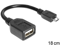 Delock Usb Cable Micro-B Male Usb 2.0-A Female Otg Flexible 18 Cm