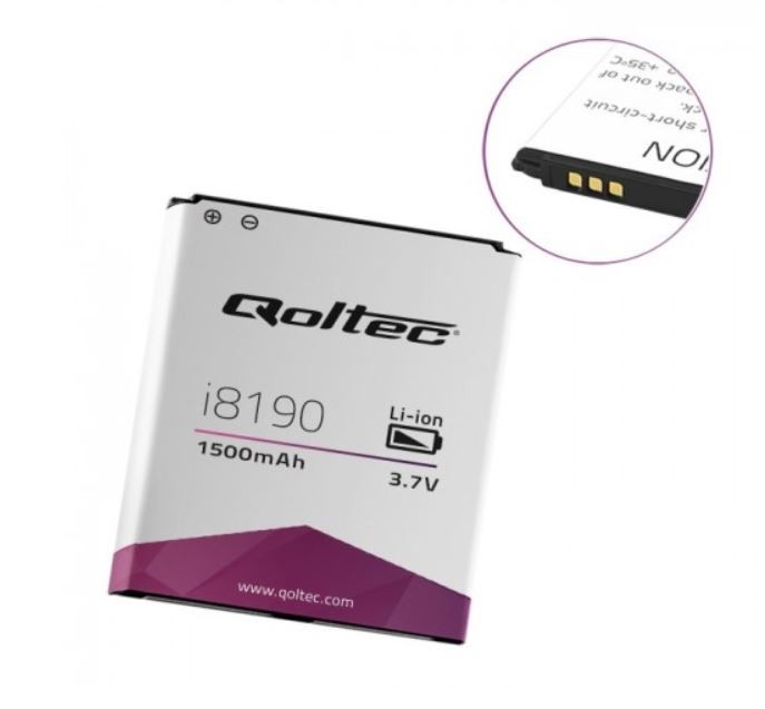 QOLTEC Battery for Samsung Galaxy S3 mini i8190, i8200 | 1500mAh | 3pin akumulators, baterija mobilajam telefonam