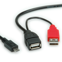 Kabel USB Roline USB A/micro USB, black, 1m (19.08.1009) USB kabelis