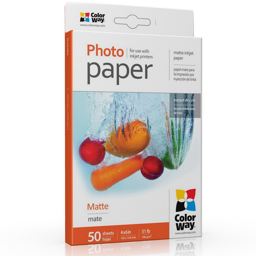 ColorWay Matte Photo Paper, 10x15, 190 g/m2, 50 sheets foto papīrs