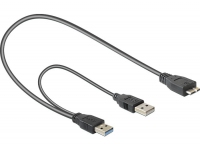 Delock cable USB 3.0-AM -> USB 3.0-micro BM+ USB 2.0-AM, 20 cm, black USB kabelis