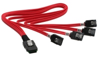 InLine SAS-Kabel (OCR), 1x Mini-SAS zu 4x SATA, 0,5m - red kabelis datoram