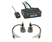 VGA KVM Switch 2 Port Compact USB 2 Audio USB 2, Audio/Mikr. KVM komutators